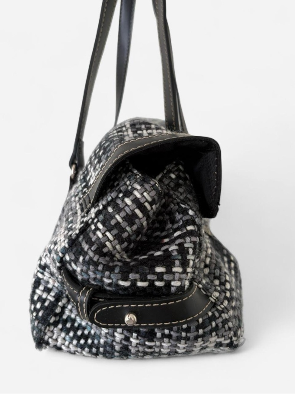 Rare Kenneth Cole Reaction black & white tweed shoulder bag - Picture 4 of 9
